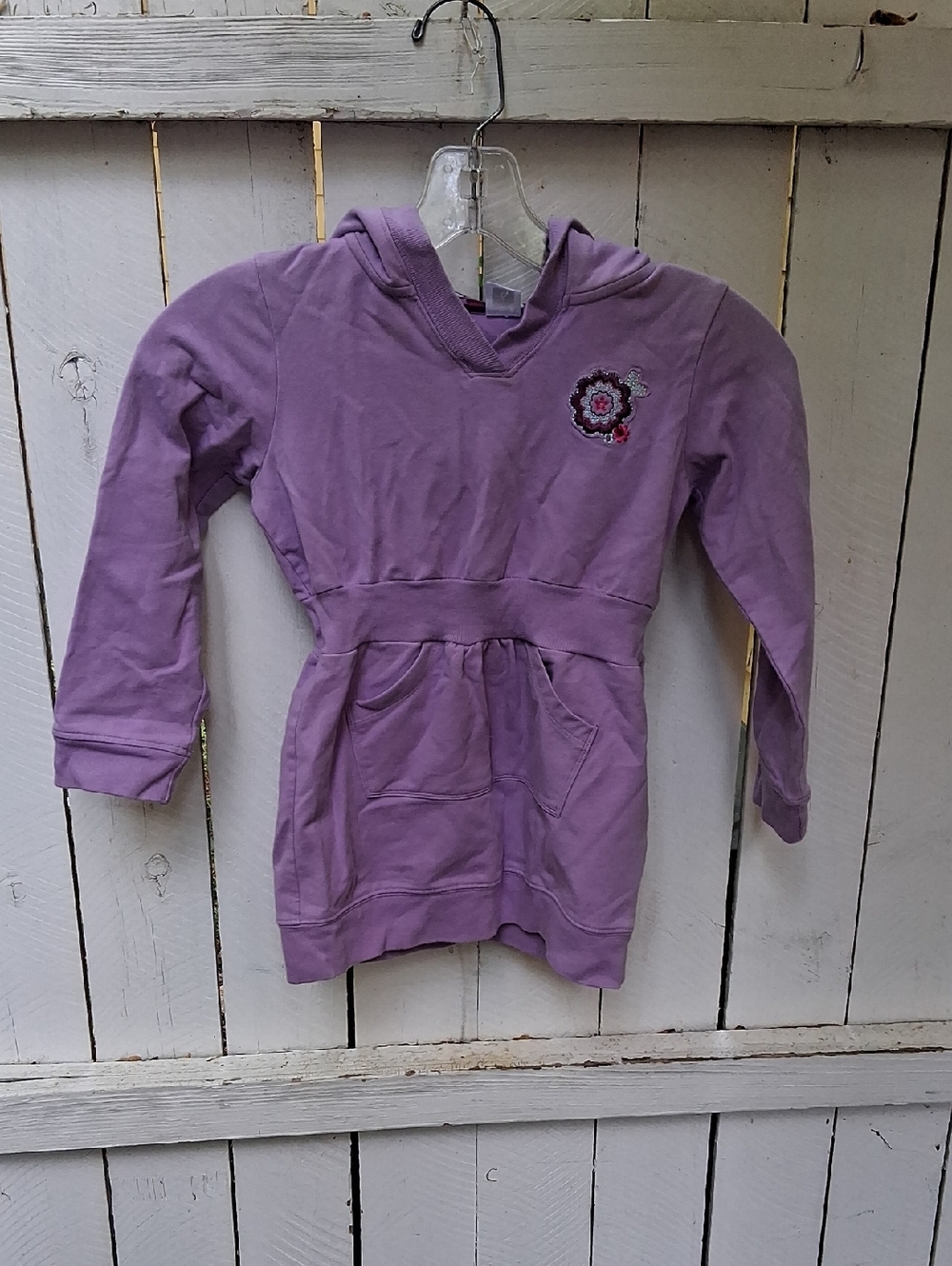 Carter's Lavender Hooded Tunic Dress with Embroidered Flower